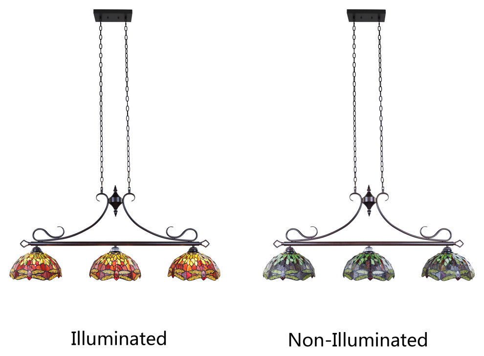 CHLOE Lighting CH3T471RD48-IL3 EMPRESS Dragonfly 3 Light Island Pendant 48``Wide