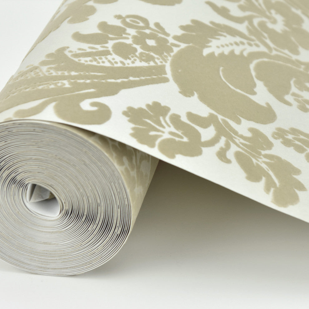 Shadow Khaki Damask Wallpaper Bolt