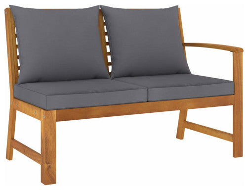 vidaXL Patio Lounge Set Outdoor Sectional Sofa 6 Piece Cream Solid Wood Acacia, Dark Gray, 1 Piece, Middle + Corner + Bench + Table