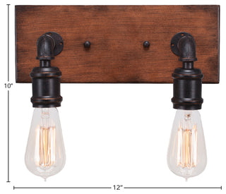 Portland 2-Light Bath Bar with Amber Antique Bulbs