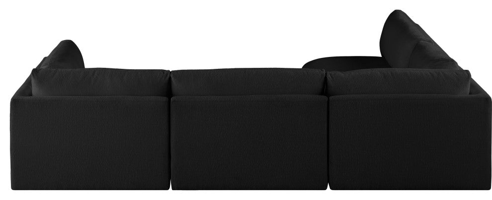 Ease Fabric Upholstered L-Shaped Modular Sectional, Black, 4 Piece: 2 Corner, 2 Armless
