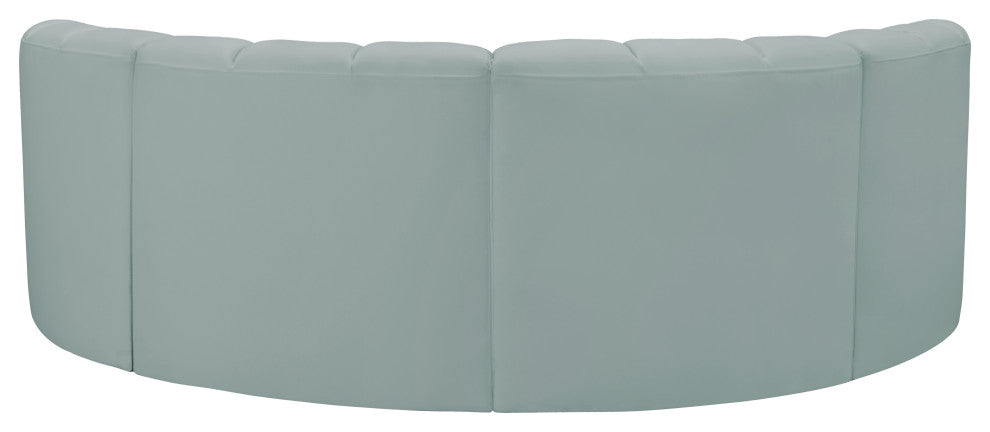 Arc Vegan Leather Upholstered 4-Pc. Inward Curved Modular Sectional, Green