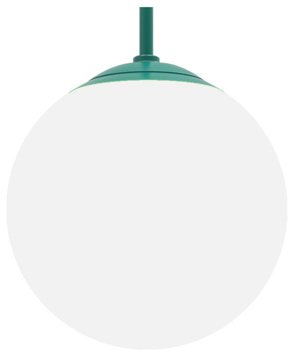 Globe Outdoor Pendant, Gloss White Shade With Tahitian Teal 24" Stem, 16" Shade