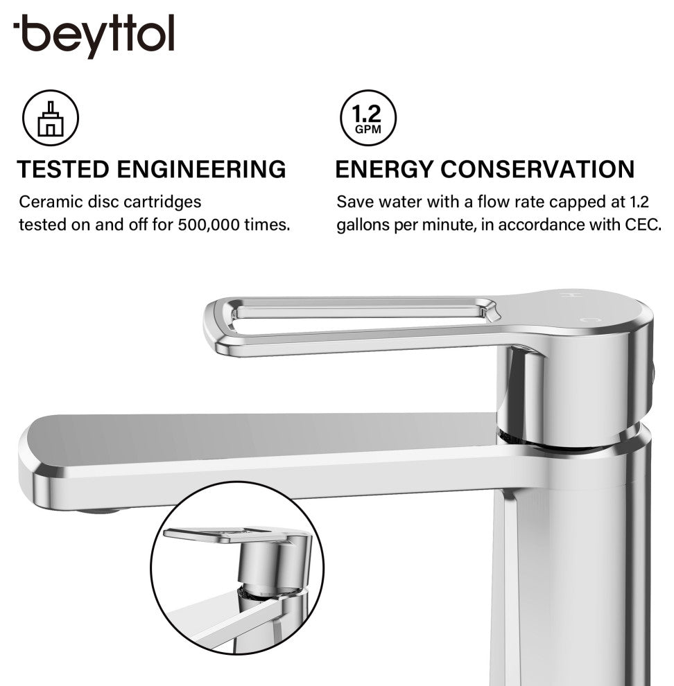 Single Handle Brass Bath Faucet, Supply line, Polish Chrome