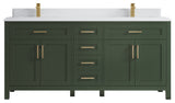 Cambridge 72 Double Sink Bath Vanity in Pewter Green 1.5" White Quartz