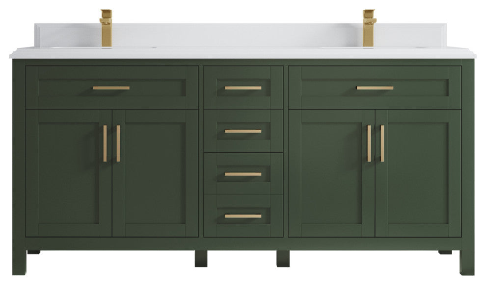 Cambridge 72 Double Sink Bath Vanity in Pewter Green 1.5" White Quartz