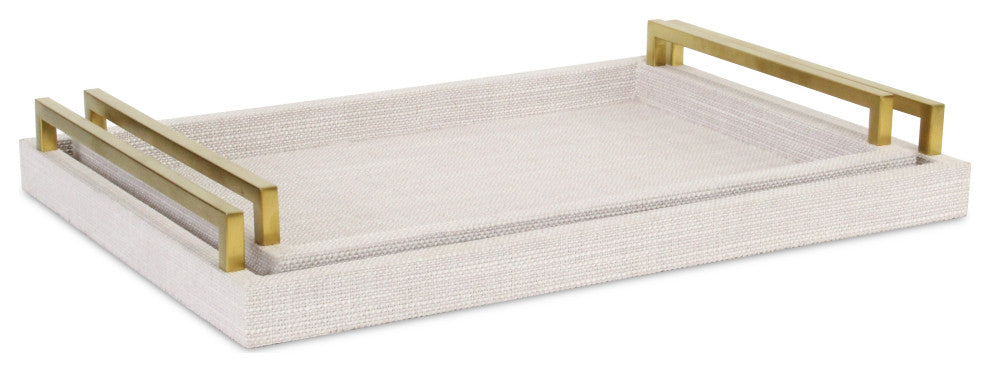 Lusan Linen Tray Set Dark White