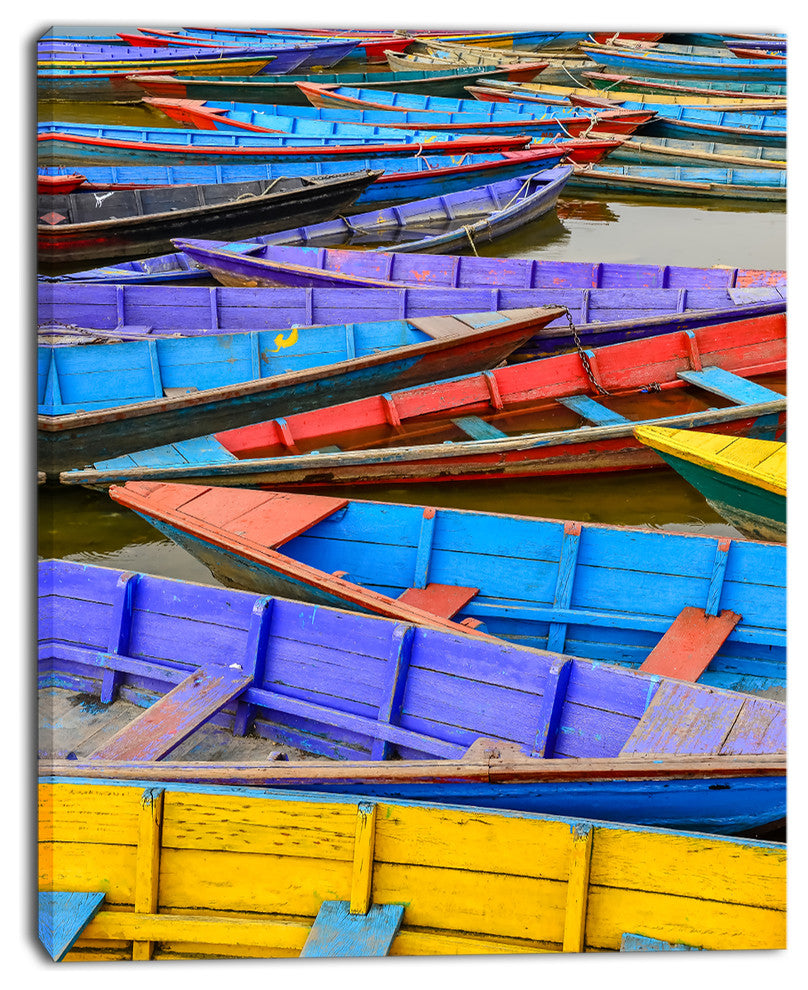 Old Colorful Sail Boats in the Lake, Boat Canvas Art Print, 12"x20"