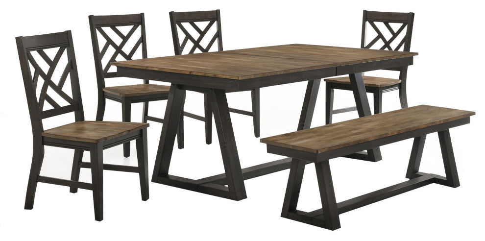 Harper Trestle Table, Brushed Brown and Pecan