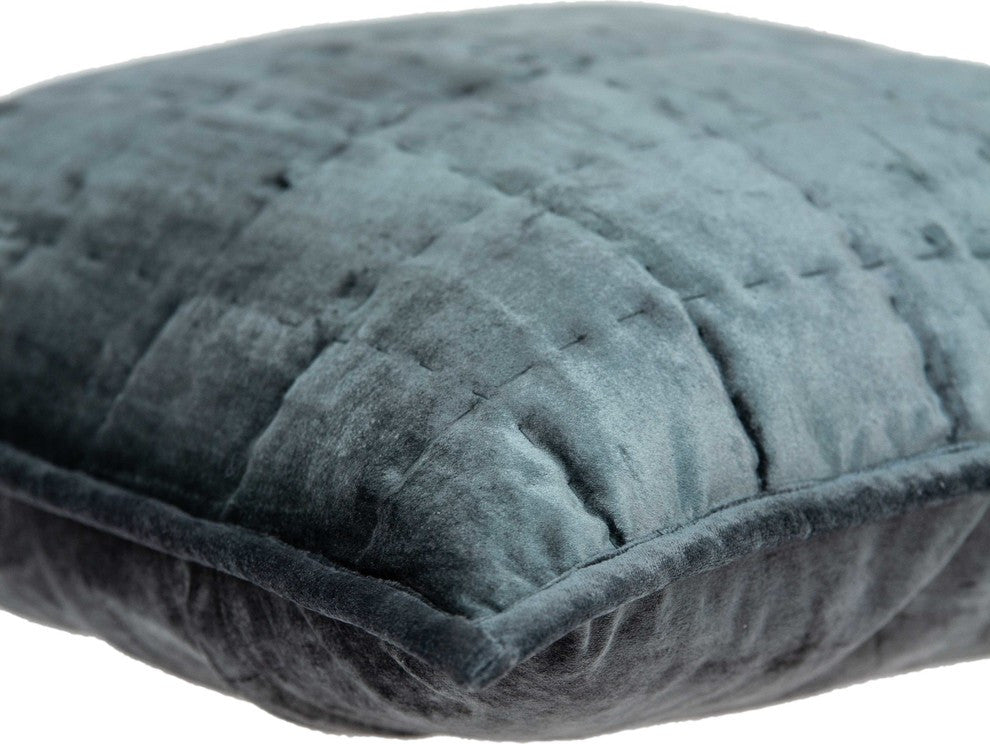 20" X 7" X 20" Transitional Charcoal Solid Quilted Pillow Cover With Poly Insert