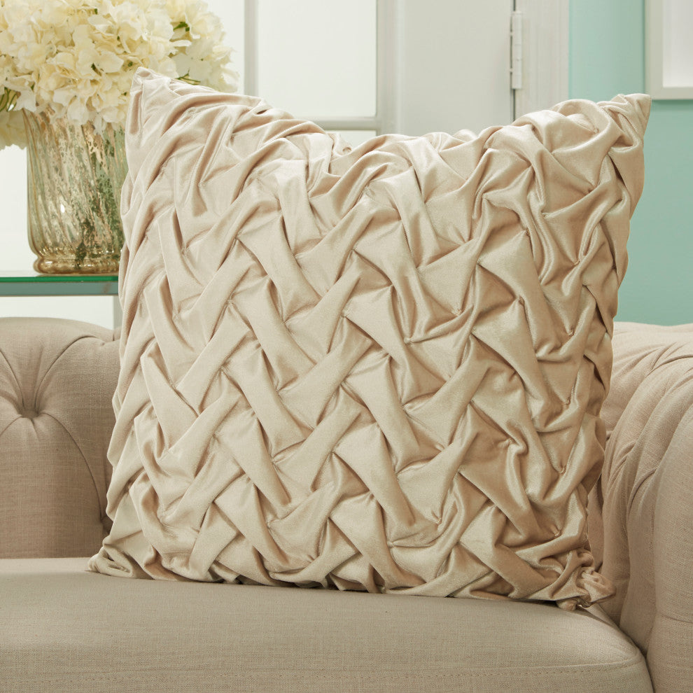 Mina Victory L0064 Throw Pillow, Beige, 22" x 22"
