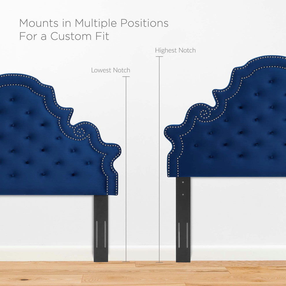 Diana Tufted Performance Velvet Twin Headboard Navy