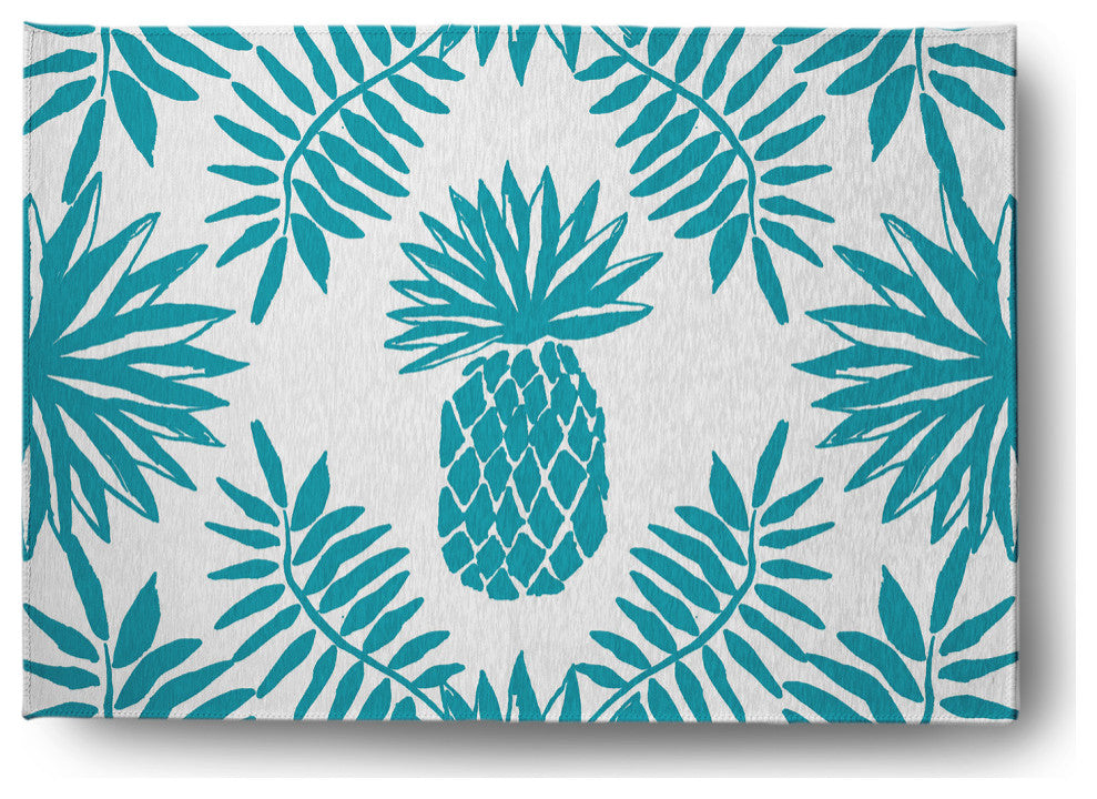 Pineapple Leaves Spring Chenille Rug, Explorer Blue, 5'x7'