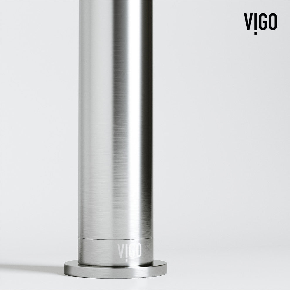 VIGO Ruxton 12" H Single Handle Single Hole Bathroom Vessel Faucet, Brushed Nickel