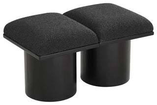 Pavilion Boucle Fabric Upholstered 2-Piece Modular Bench, Black, Black Finish