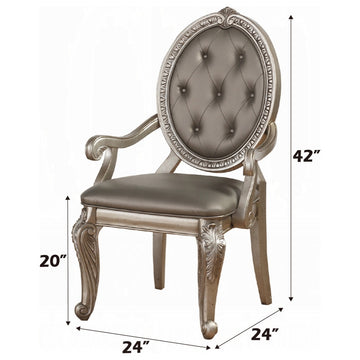 ACME Northville Arm Chair (Set-2), PU and Antique Champagne