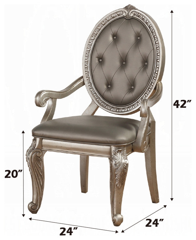 ACME Northville Arm Chair (Set-2), PU and Antique Champagne