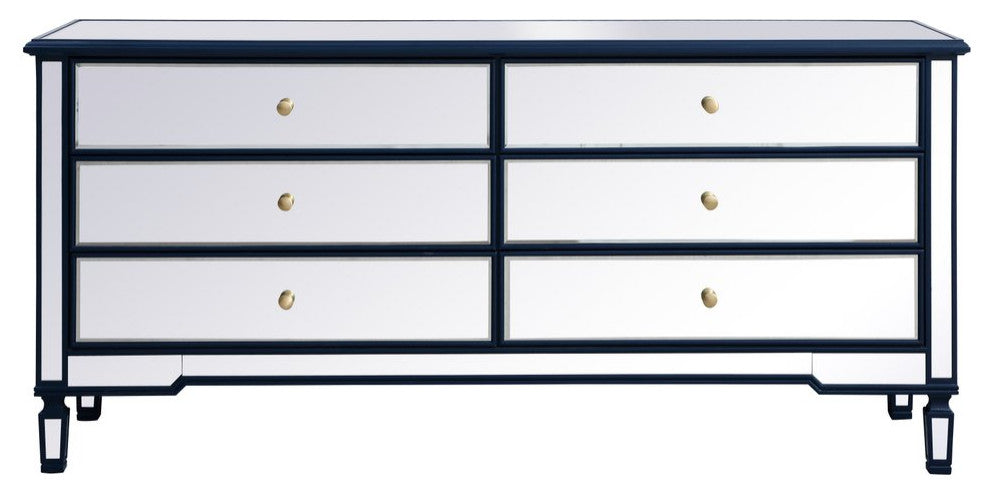 Elegant MF63672BL Contempo 72" Mirrored Chest, Blue