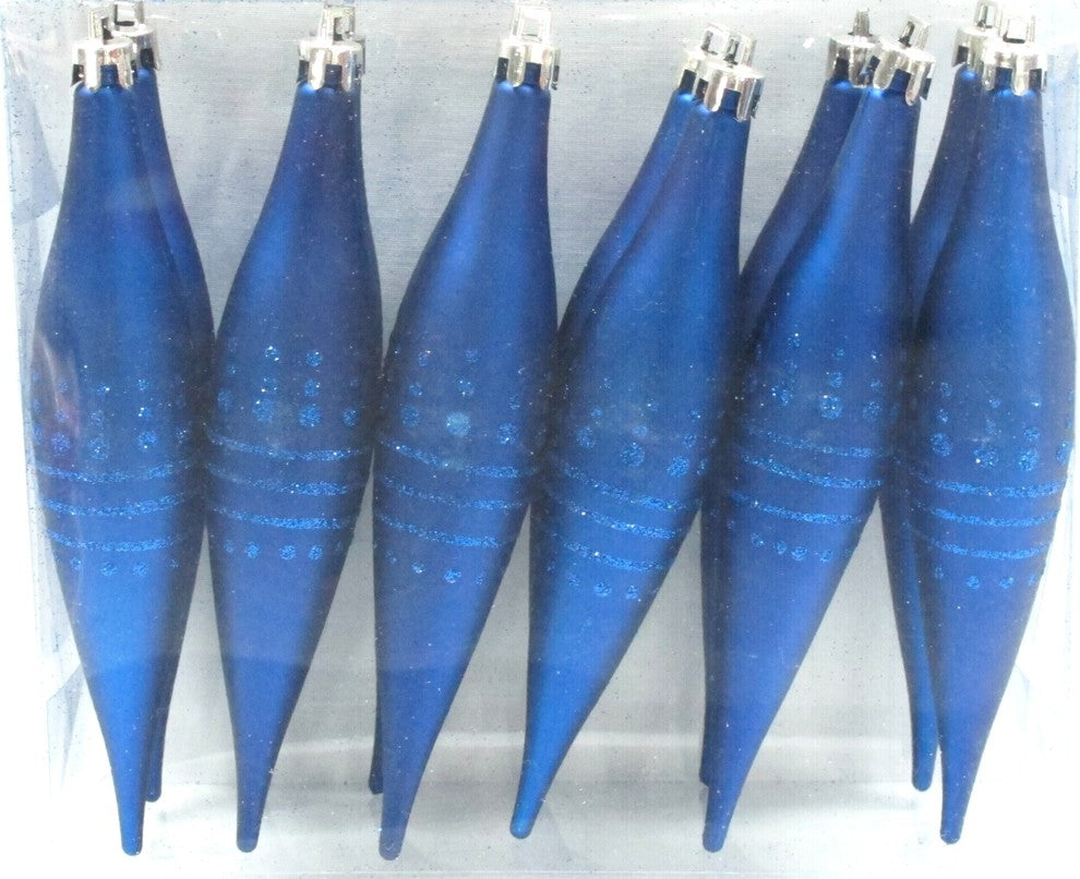 Blue Finial Ornament With Dot Design 12-Pack