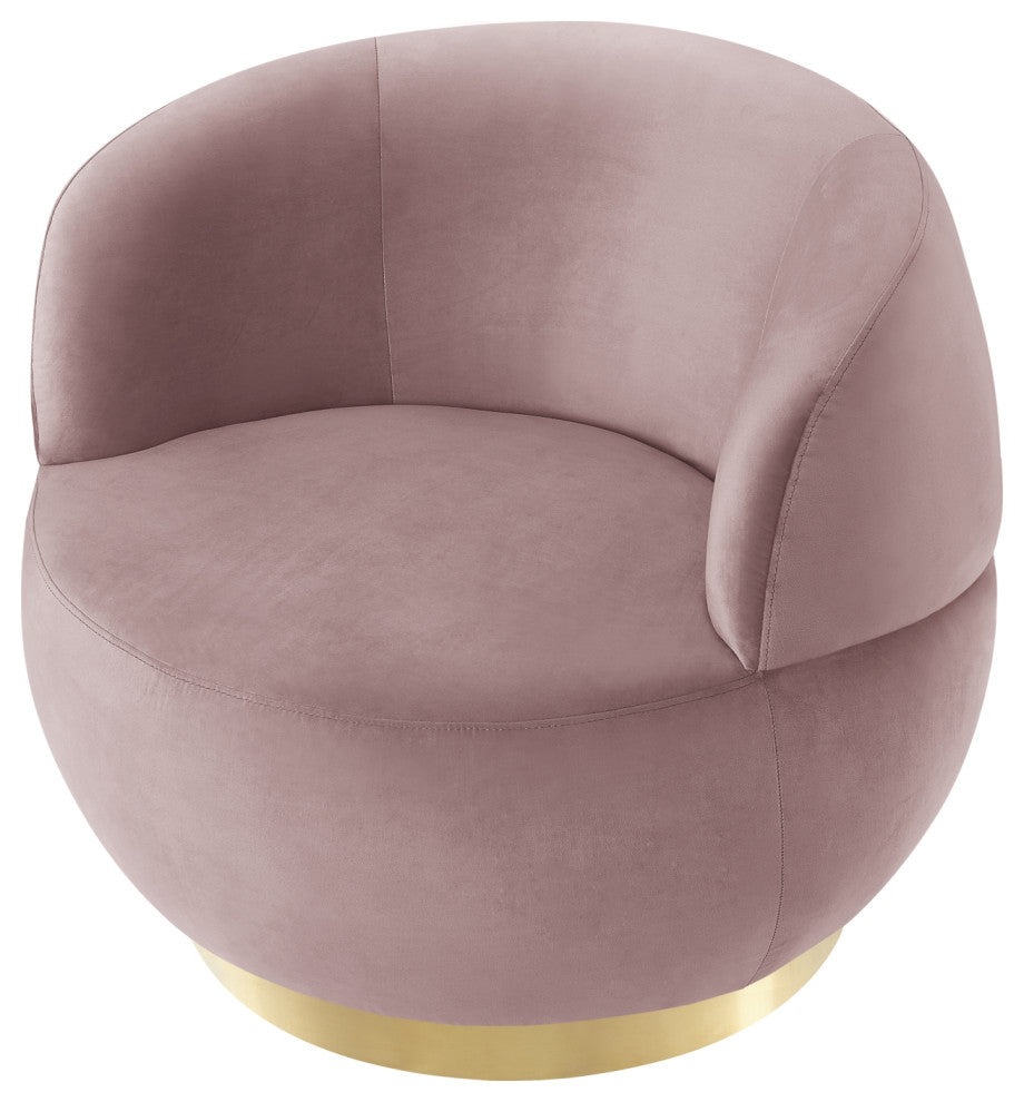 Inspired Home Shaniyah Accent Chair, Swivel, Blush/Gold Velvet
