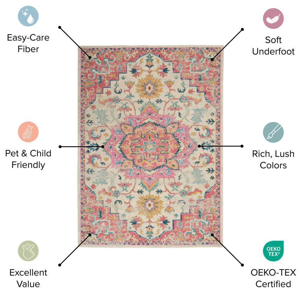 Nourison Passion 5'' x 7'' Fuchsia Bohemian Indoor Area Rug