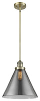 X-Large Cone 1-Light LED Pendant, Antique Brass, Glass: Smoked
