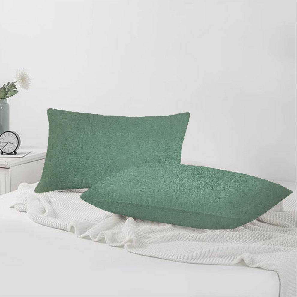 A1HC Soft Velvet Pillow Covers, YKK Zipper, Set of 2, Como Green, 12"x20"