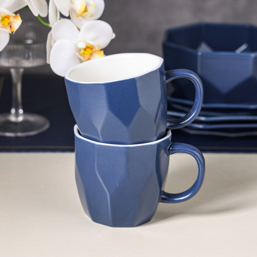 Stone Lain Jamie Porcelain 16 Piece Dinnerware Set, Blue
