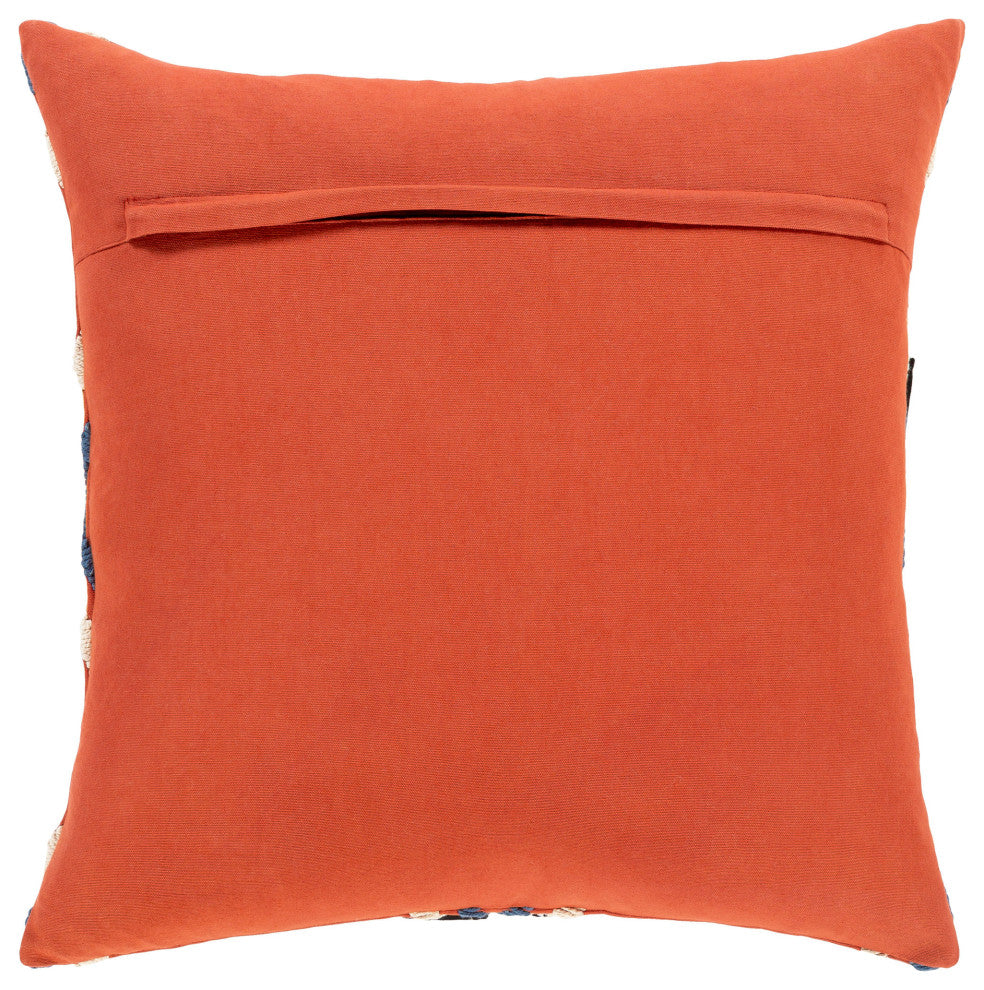 Surya Zulu Brick Red Pillow Shell With Down Insert 18"H X 18"W