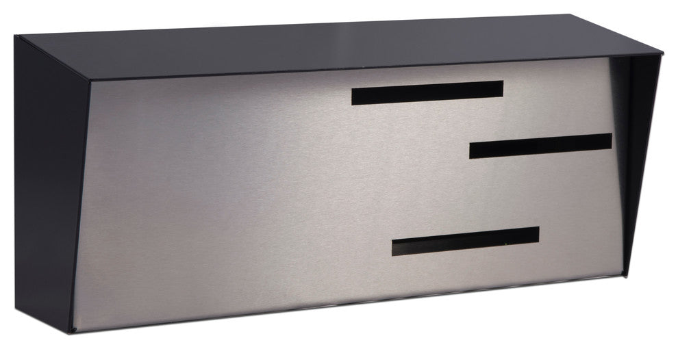 Locking Mid Century Modern Mailbox, 2 Tone Black, Stainless