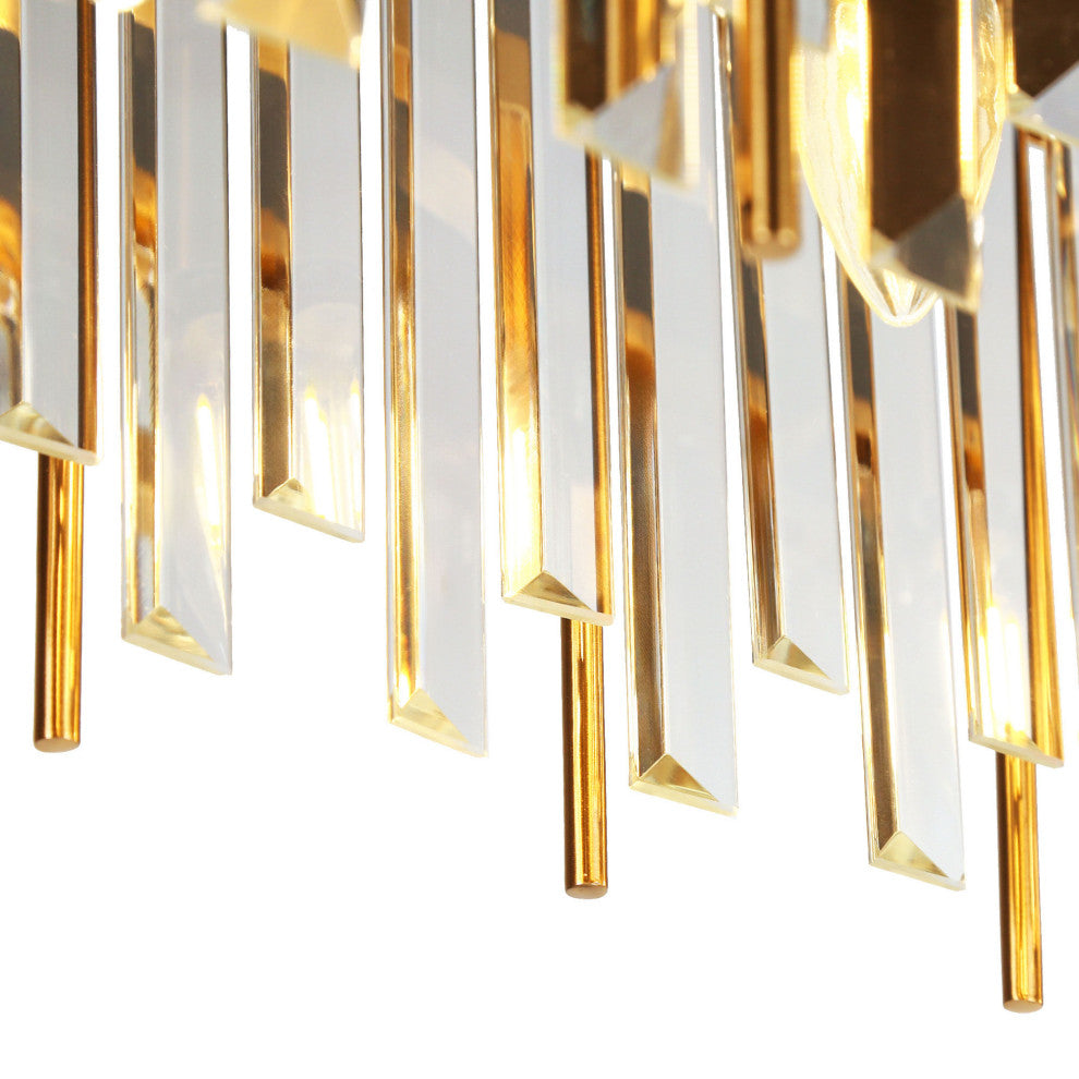 LNC Athean 7-Light 41.5" Brass Modern Crystal Rectangle Island Light
