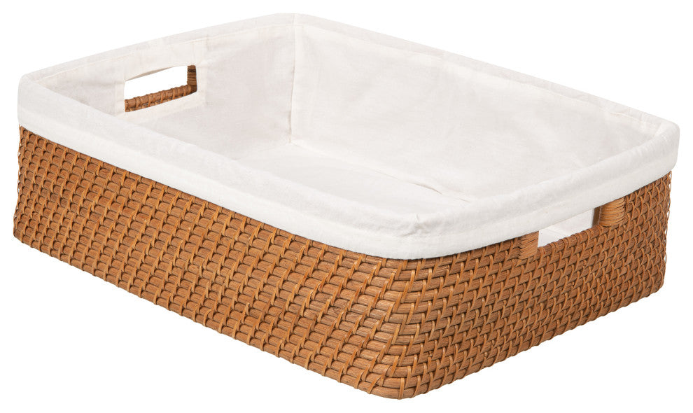 Laguna Rattan Shelf Basket With Liner, Honey Brown