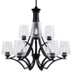 Zilo, 9 Light, Chandelier, Matte Black Finish With 5" Clear Bubble Glass