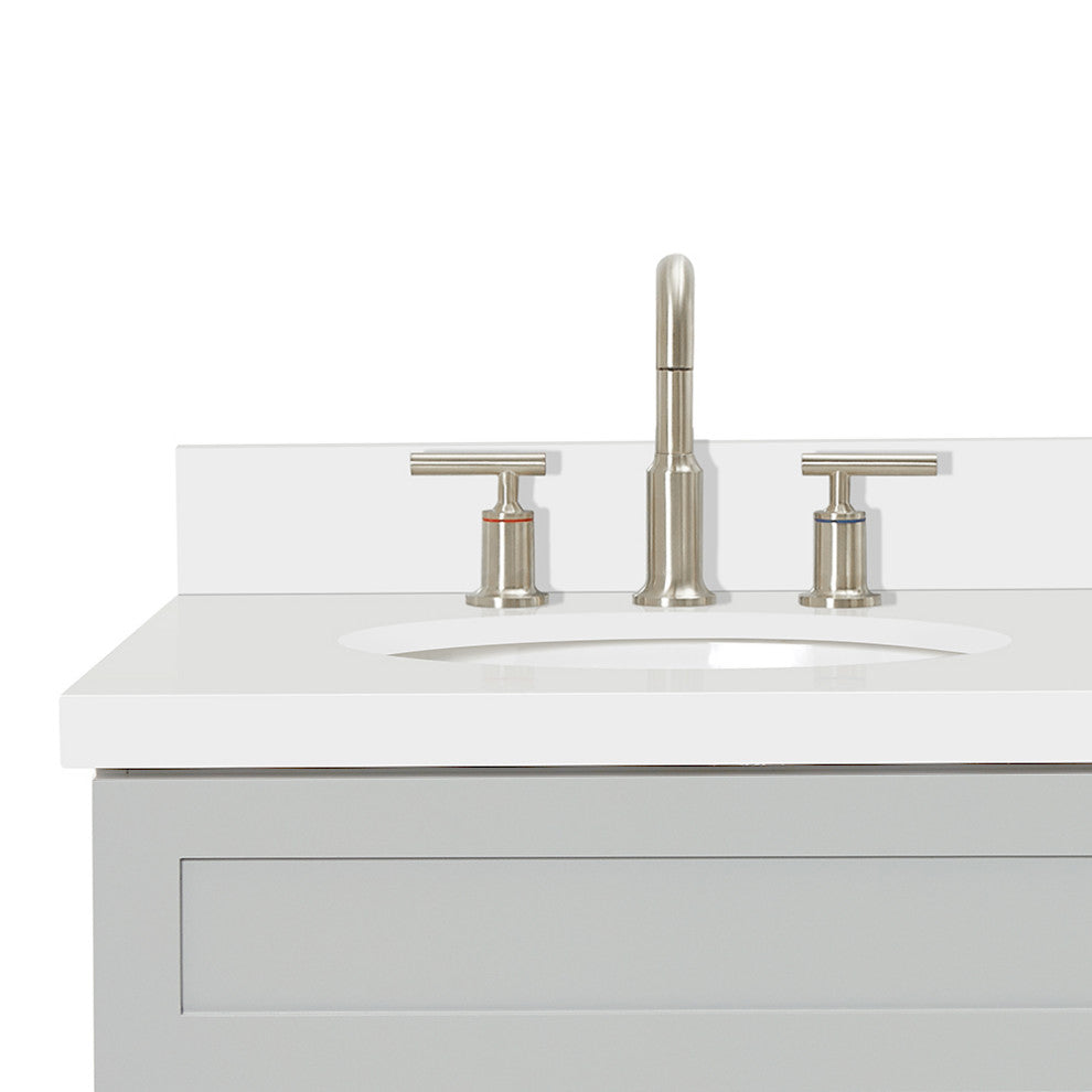 Ariel Hamlet 37" Left Oval Sink Bath Vanity White Quartz Grey