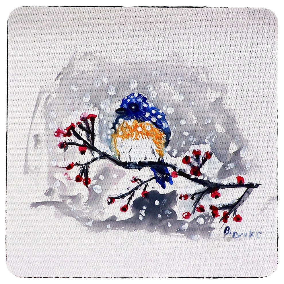Bluebird in Snow Coaster - 3 Sets of 4 (12 Total)