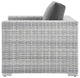 Side Lounge Chair Table Set, Rattan, Wicker, Gray, Modern, Outdoor Patio