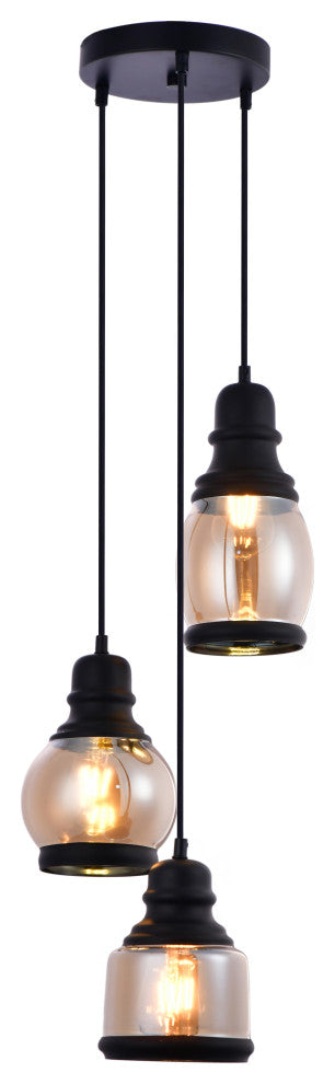 Lazzur Vaige 3 Light 13" Matte Black Pendant