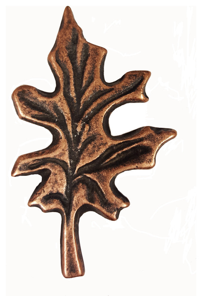 Oak Leaf Cabinet Knob, Antique Copper