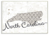 Stupell Industries North Carolina Patterned Grey US State Design, 13 x 19