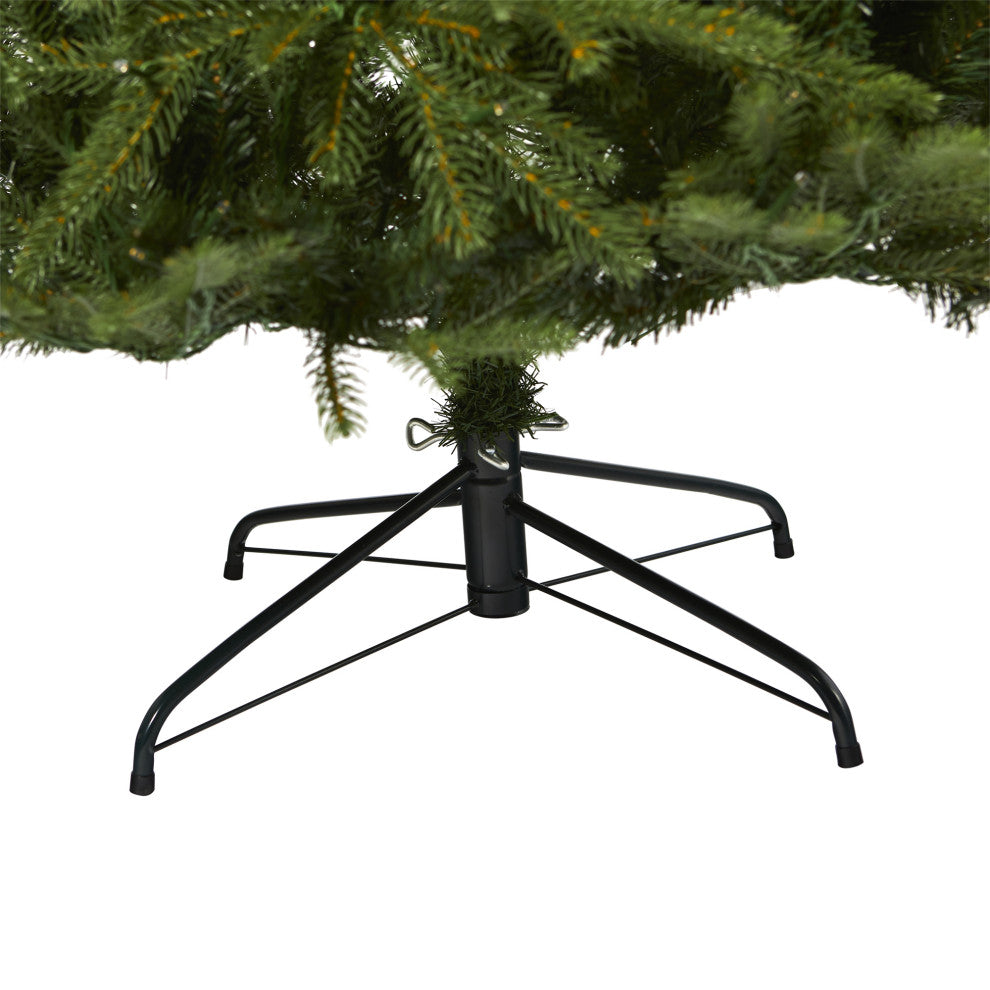 8' Vancouver Fir Natural Look Faux Xmas Tree W/ Clear Lights & Bendable Branches