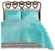 Delta Rose Turquoise Quilt Set, King 3-Piece
