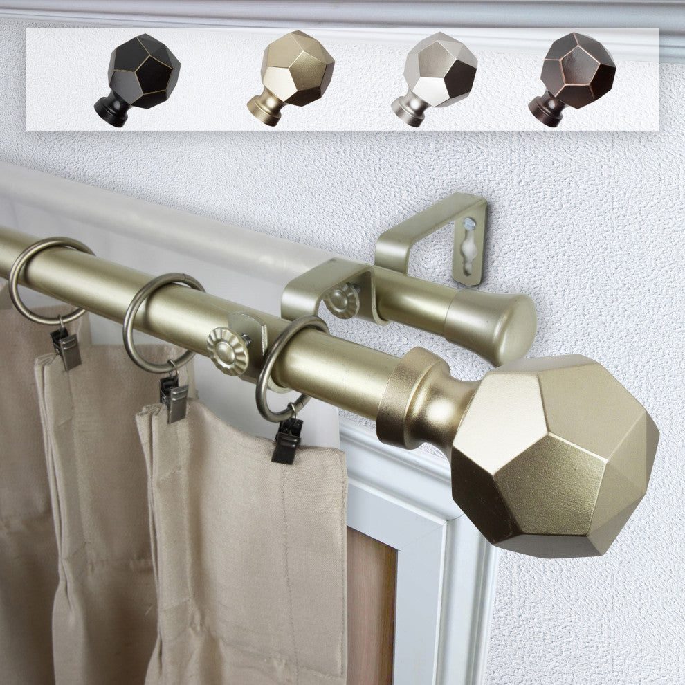 Theobald 1" Double Curtain Rod, Light Gold, 120-170"
