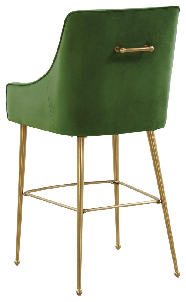 Beatrix Green Velvet Bar Stool, Gold Legs