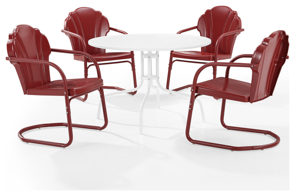 Tulip 5-Piece Outdoor Dining Set, Dark Red Satin