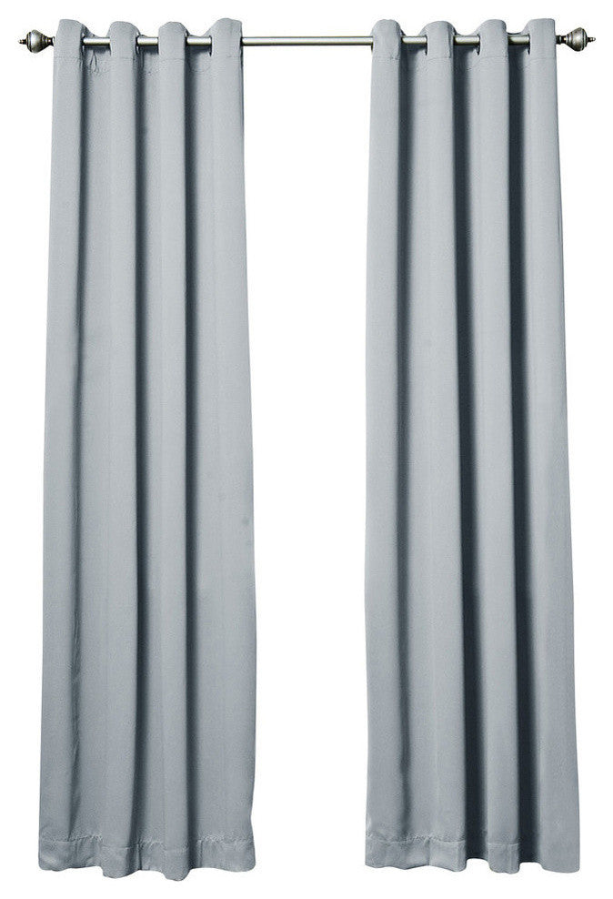 Solid Grommet Top Thermal Insulated Blackout Curtains, Gray, 108"
