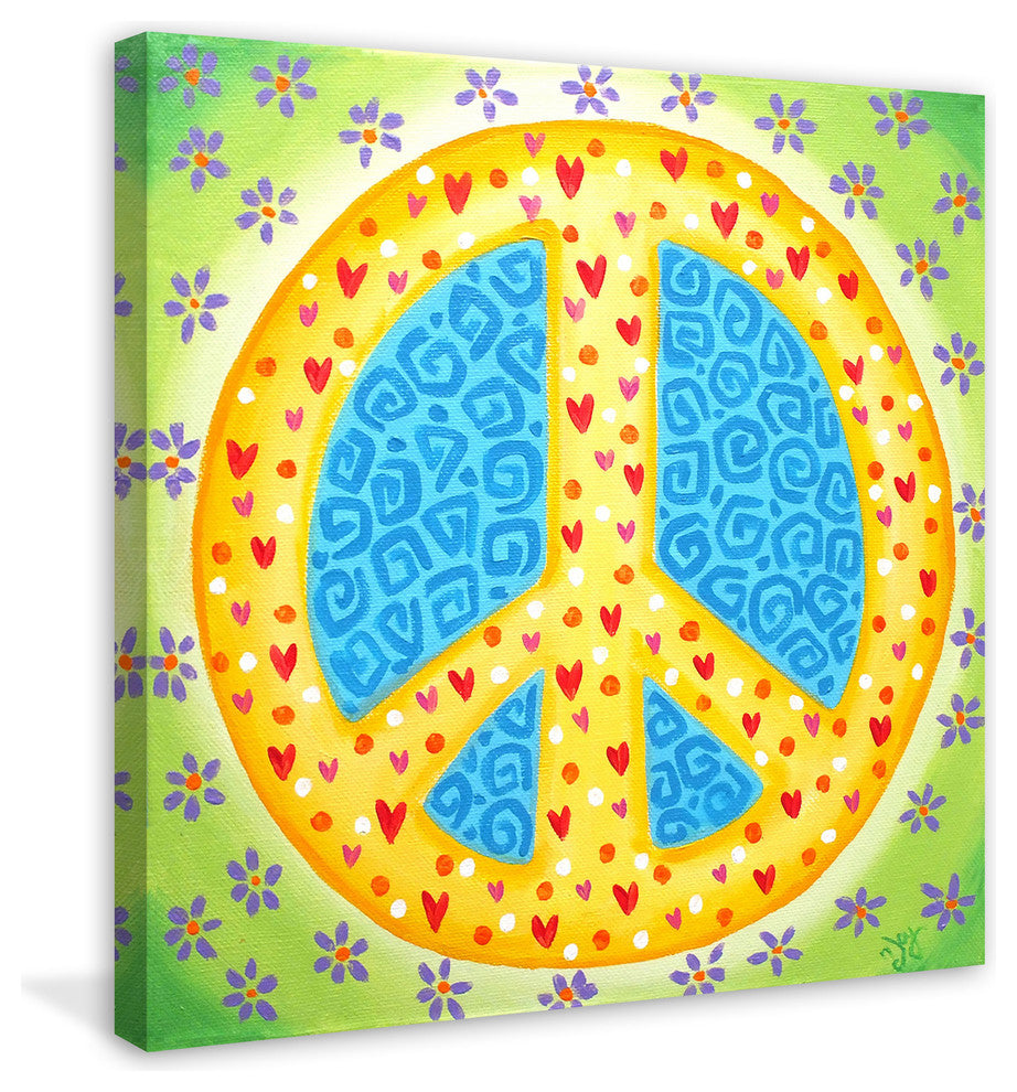 Marmont Hill, "Flower Power Peace" by Nicola Joyner on Wrapped Canvas, 48x48
