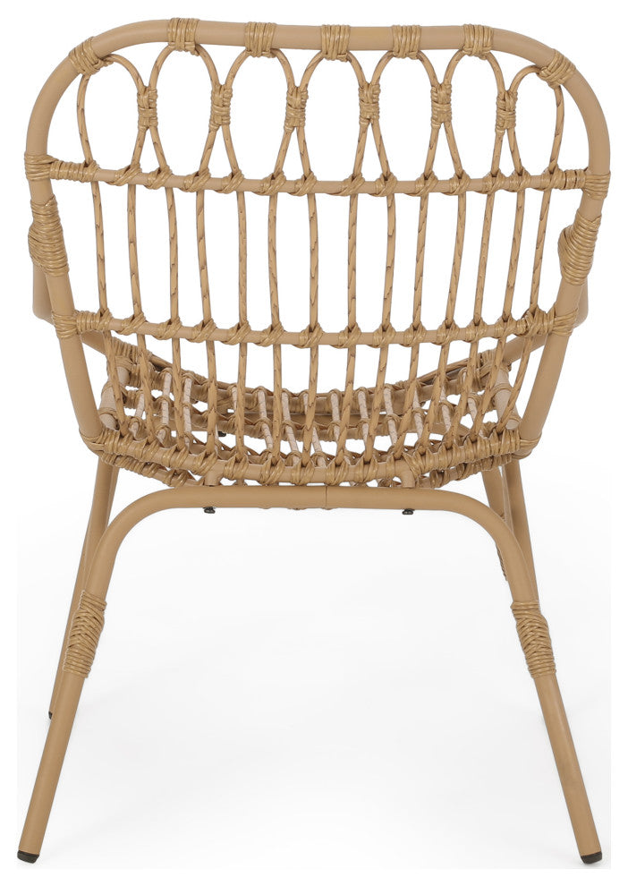 Barrister Outdoor Wicker 3-Piece Chat Set, Light Brown