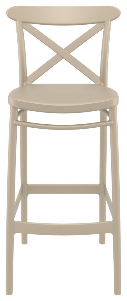Cross Bar Stool, Set of 2, Taupe
