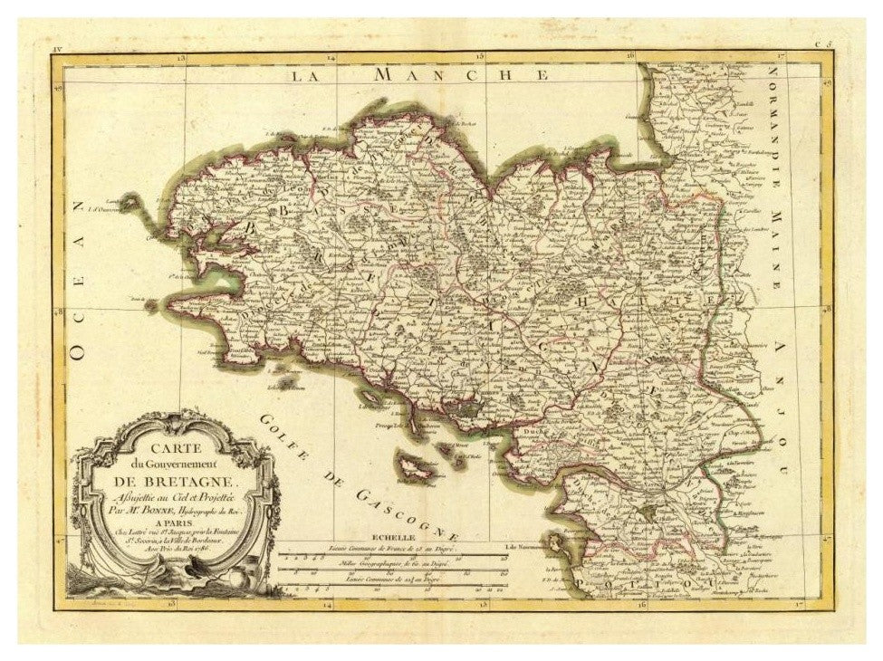 "Bretagne, 1786" Digital Paper Print by Rigobert Bonne, 32"x24"