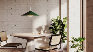 Large Bower Pendant Light In Anodised Aluminium and Dark Green
